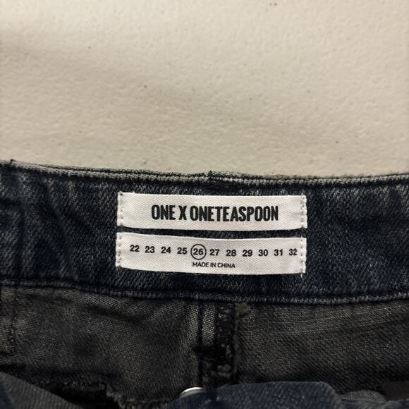 NEW NWT One Teaspoon Free People Sz 26/2 Shorts Fox Black Gray Sailors - Picture 4 of 7